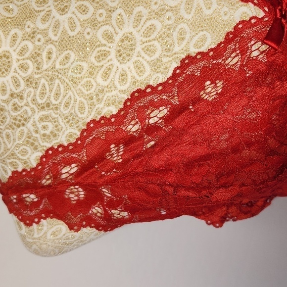 iCollection Women's Red Lace Mesh Adjustable Strap Hook Eye Lingerie Chemise 1X - Picture 7 of 14